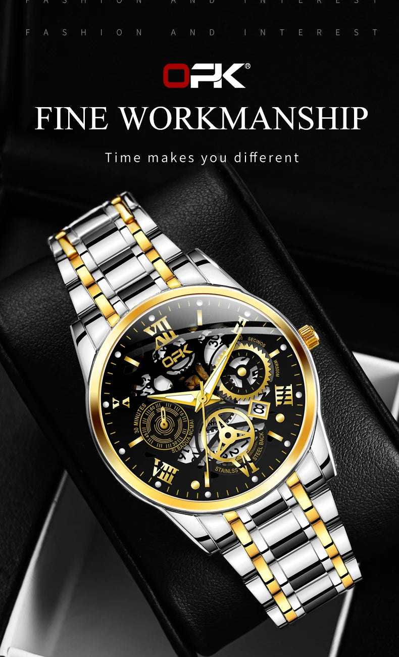 OPK8135 Men's Watch, Steel Band with Night Glow Waterproof