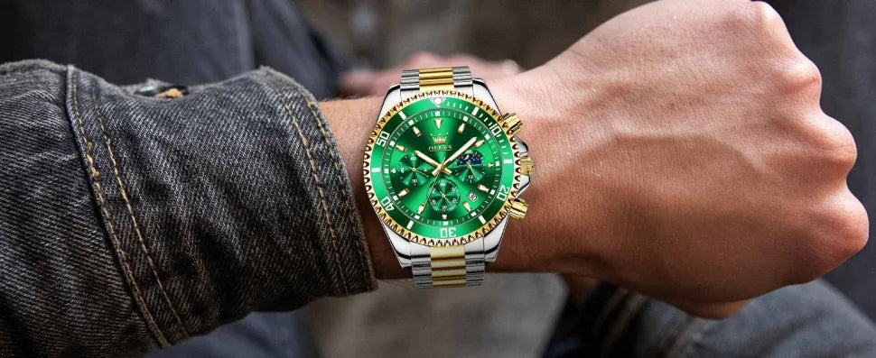 OLEVS 2870 Luxury Golden Watch for Men Fashion Business Waterproof Male Wristwatch Original Brand Moon Phase Quartz Men's Watch