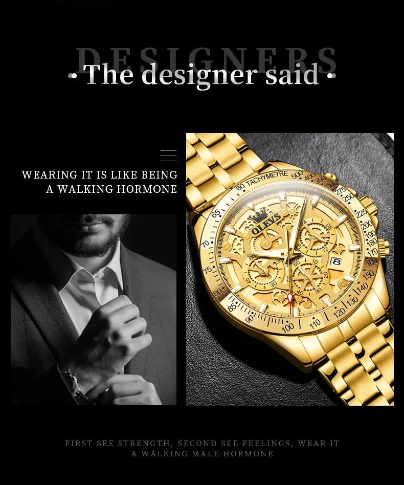 OLEVS 9913 New Mens Watch Original Quartz Watch Waterproof Luminous Watches For Men Multifunctional Chronograph Mens Gifts Reloj