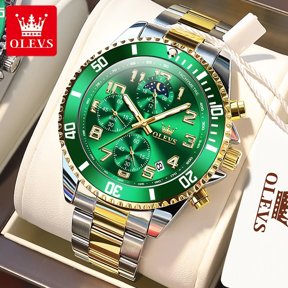 OLEVS 2926 Watches For Men New Fashion Brand Luxury Quartz Watch Three Small Dial Stainless steel Waterproof Chronograph
