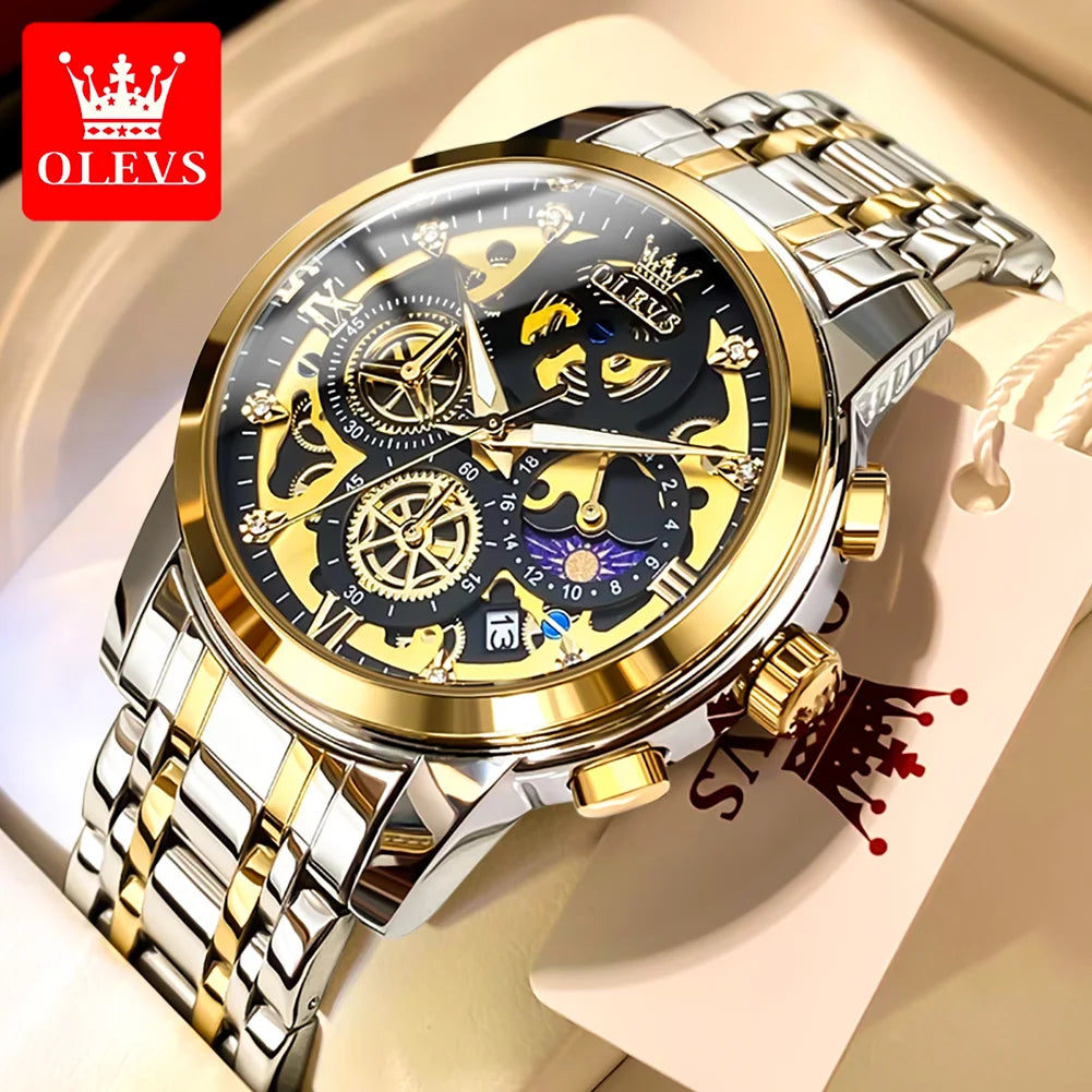 OLEVS Original Brand Luxury Men's watches Fashion High Grade Quartz Watch New Concept Design Stainless Steel Strap Wristwatch
