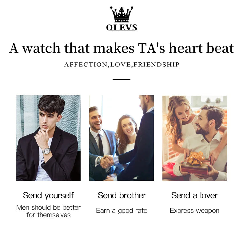 OLEVS 2870 Men Watch 42.5mm Big Dial Chronograph Moon Phase Waterproof Sports Watches Original Fashion Quartz Watch for Men 2025