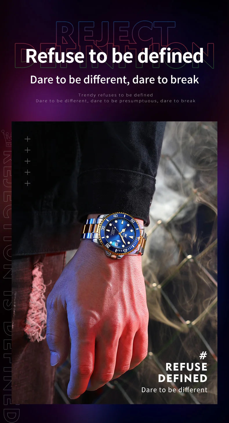 OLEVS 6650 Men Watch Classic Original Automatic Mechanical Watch For Man Zircon Scale  Waterproof Luminous Stainless Steel Reloj