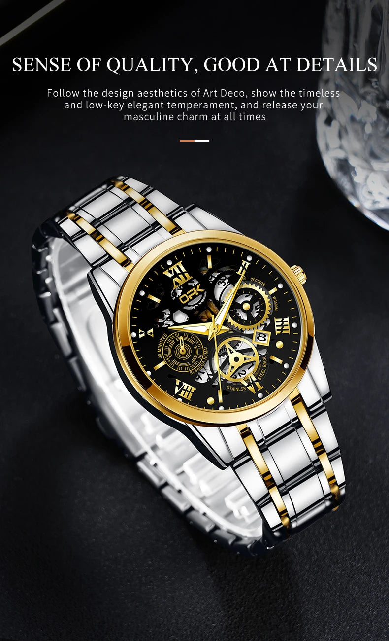 OPK8135 Men's Watch, Steel Band with Night Glow Waterproof