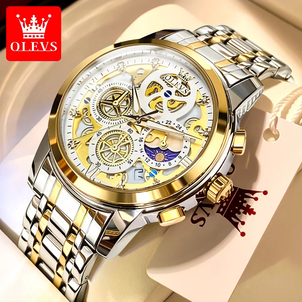 OLEVS Original Brand Luxury Men's watches Fashion High Grade Quartz Watch New Concept Design Stainless Steel Strap Wristwatch