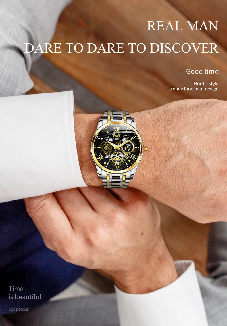 OPK8135 Men's Watch, Steel Band with Night Glow Waterproof