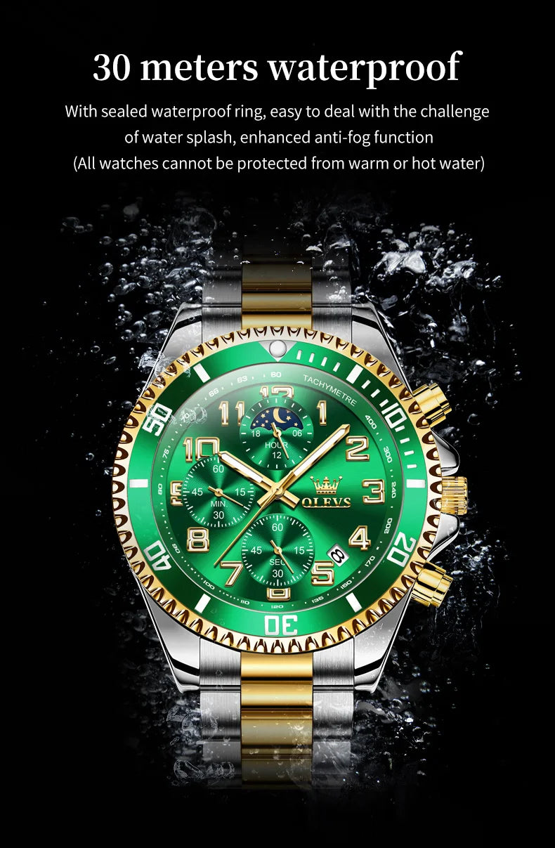 OLEVS 2926 Watches For Men New Fashion Brand Luxury Quartz Watch Three Small Dial Stainless steel Waterproof Chronograph