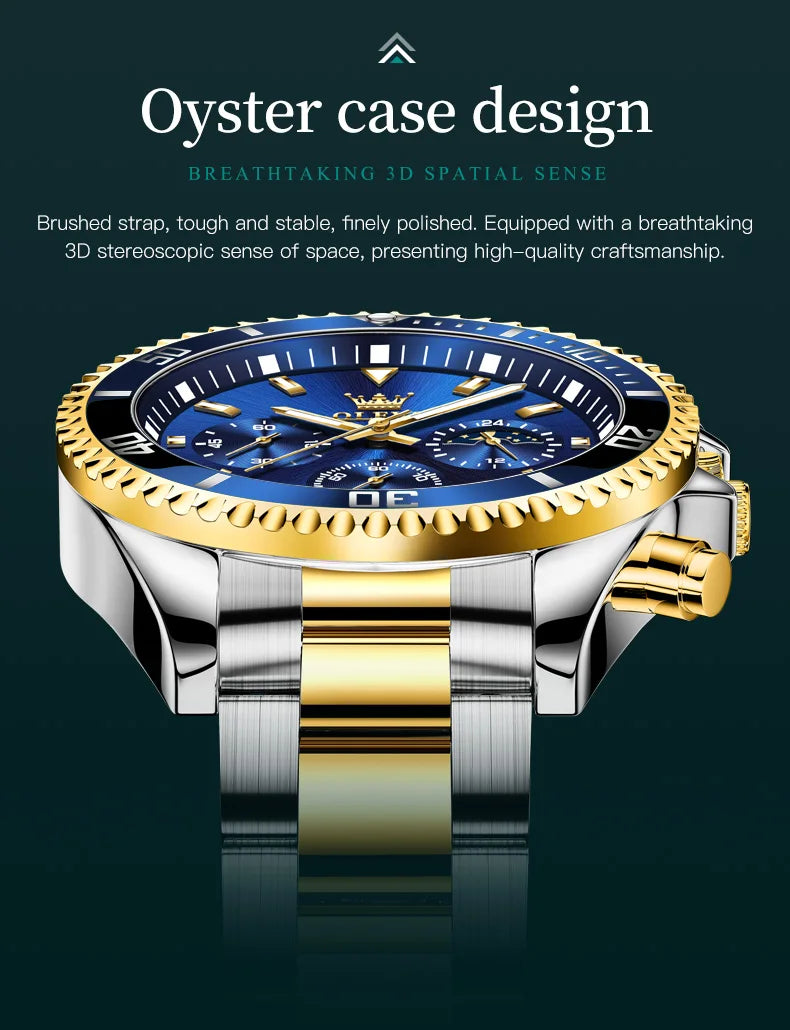 OLEVS 2870 Luxury Waterproof Stainless Steel Quartz Watch for Men Timer Calendar Luminous Mens Wristwatches Relojes Para Hombre