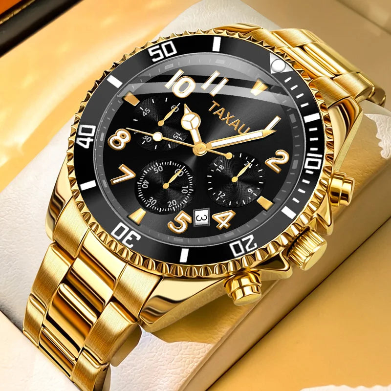 OLEVS 2870 Luxury Golden Watch for Men Fashion Business Waterproof Male Wristwatch Original Brand Moon Phase Quartz Men's Watch