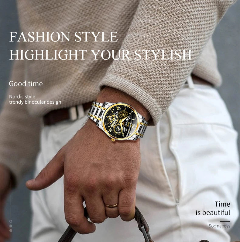 OPK8135 Men's Watch, Steel Band with Night Glow Waterproof