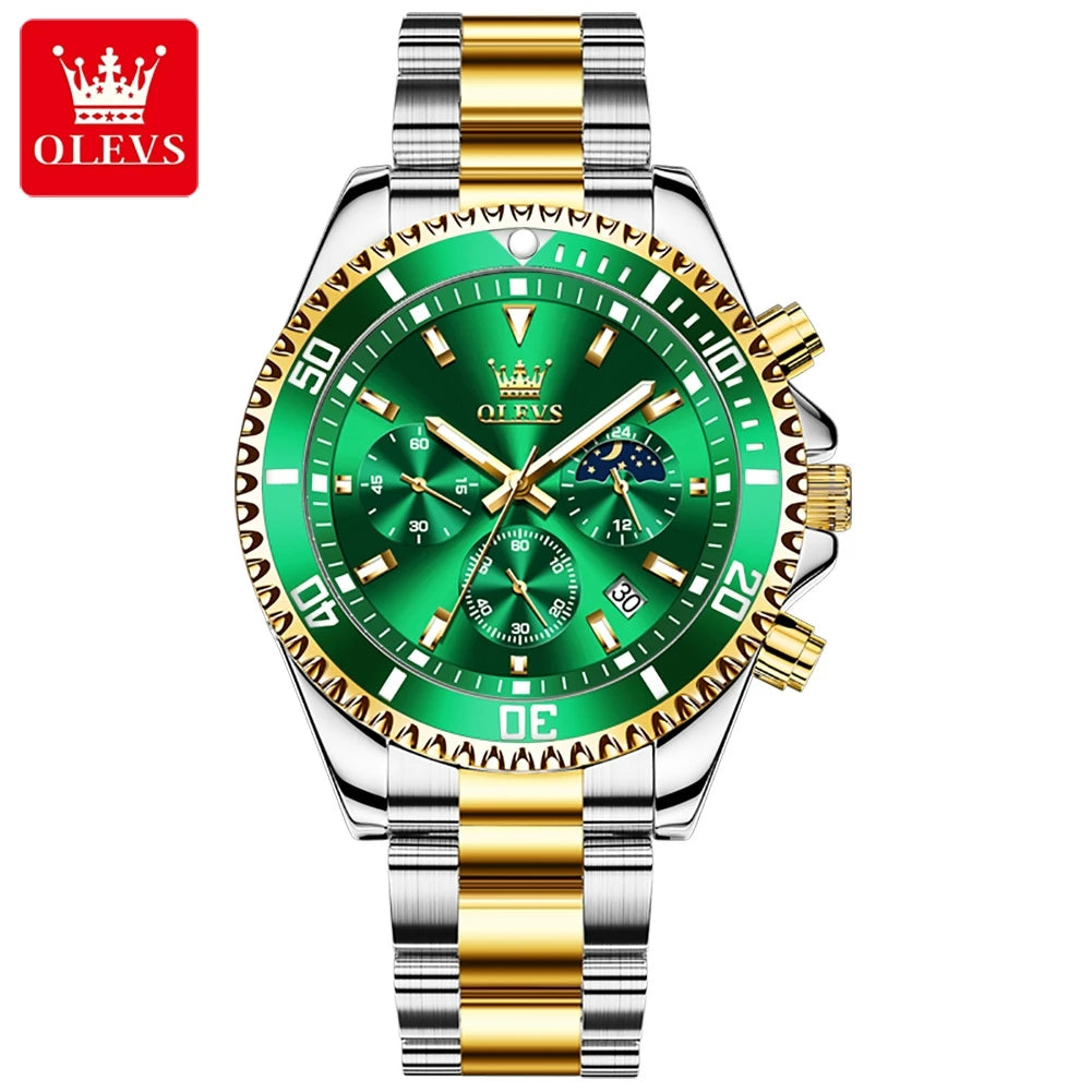 OLEVS 2870 Luxury Waterproof Stainless Steel Quartz Watch for Men Timer Calendar Luminous Mens Wristwatches Relojes Para Hombre