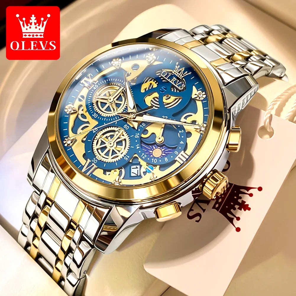 OLEVS Original Brand Luxury Men's watches Fashion High Grade Quartz Watch New Concept Design Stainless Steel Strap Wristwatch