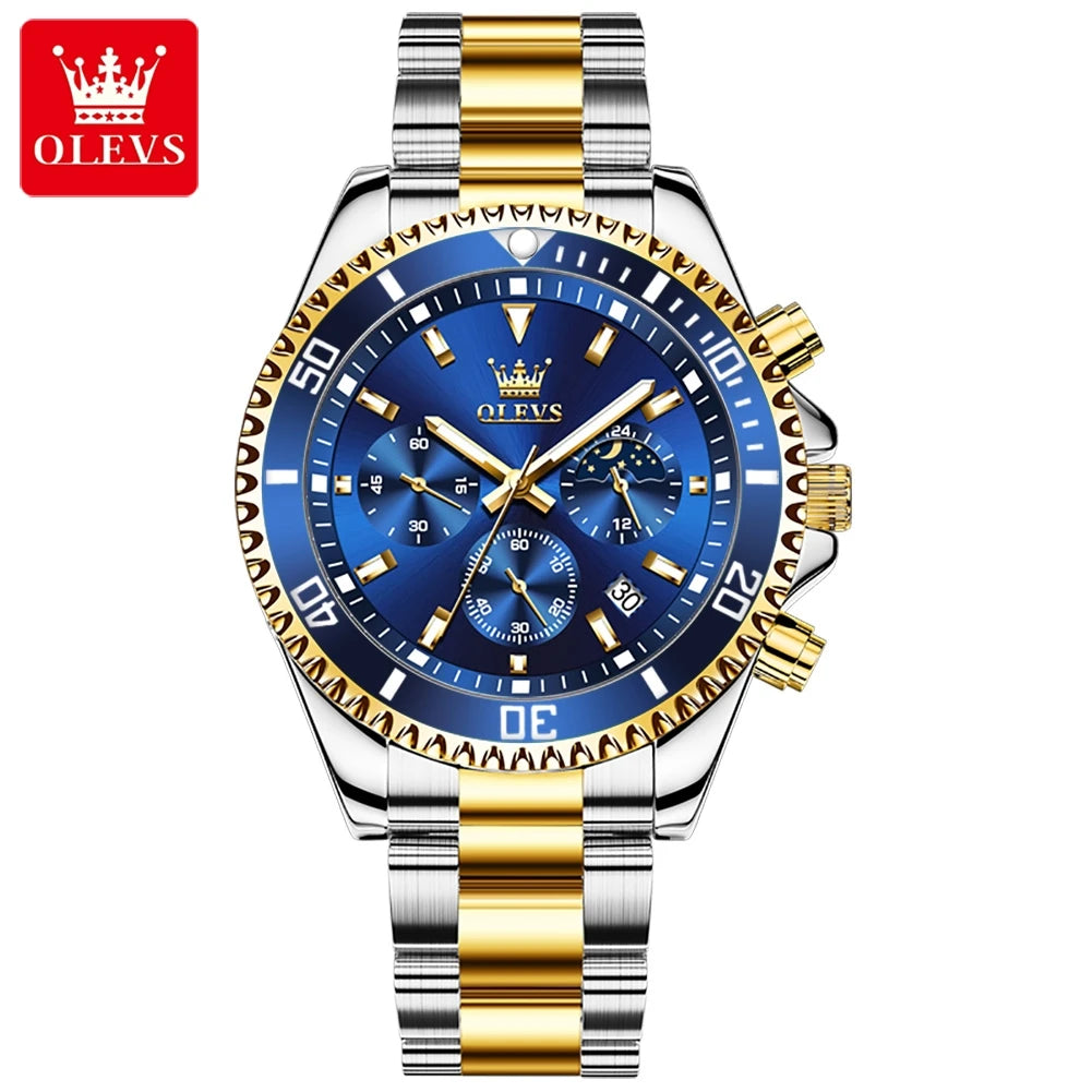 OLEVS 2870 Luxury Waterproof Stainless Steel Quartz Watch for Men Timer Calendar Luminous Mens Wristwatches Relojes Para Hombre