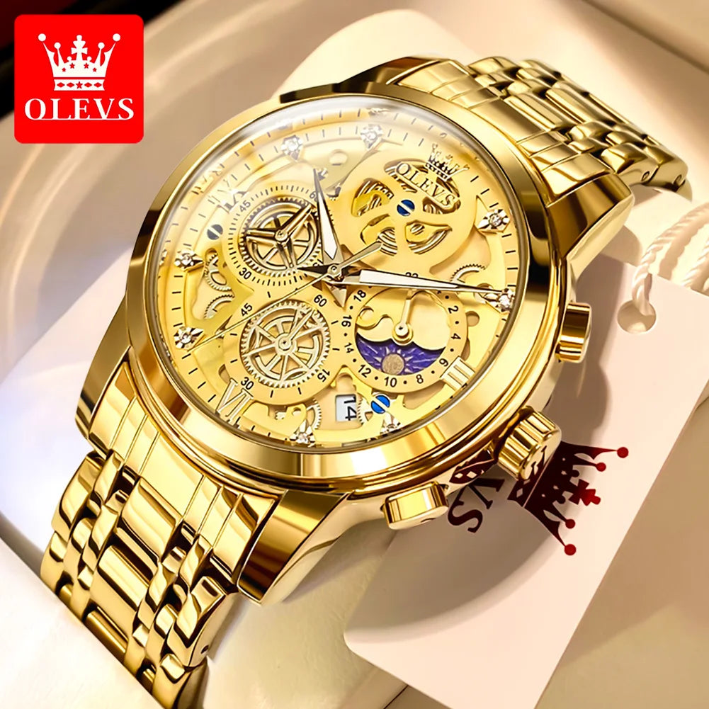 OLEVS Original Brand Luxury Men's watches Fashion High Grade Quartz Watch New Concept Design Stainless Steel Strap Wristwatch