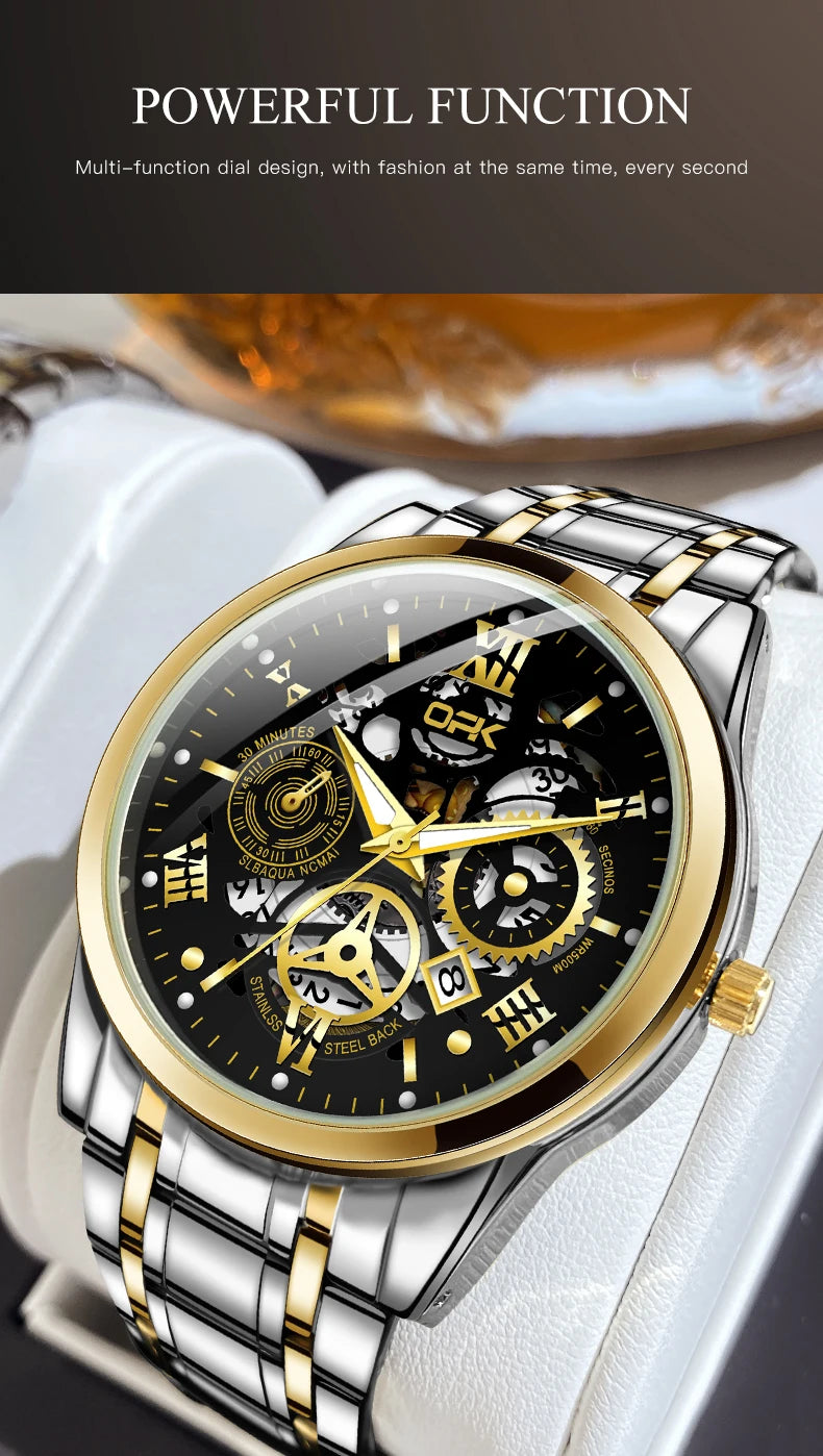 OPK8135 Men's Watch, Steel Band with Night Glow Waterproof