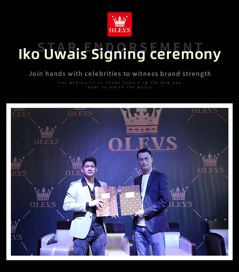 OLEVS Brand Luxury Original Men's Watches Waterproof Moon Phase Quartz Watch Luminous Gold Stainless Steel Strap Male Wristwatch