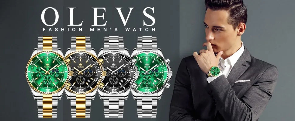 OLEVS 2870 Luxury Golden Watch for Men Fashion Business Waterproof Male Wristwatch Original Brand Moon Phase Quartz Men's Watch