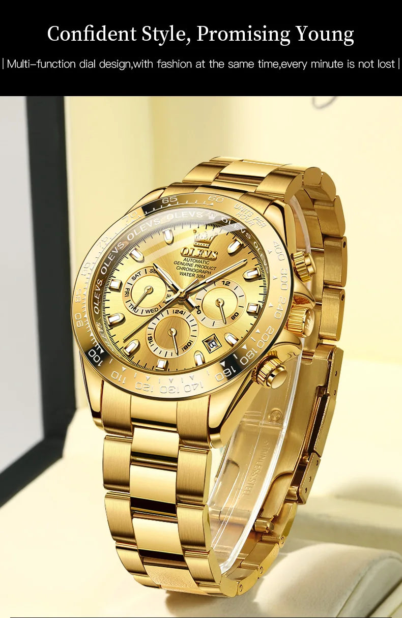 OLEVS 6638 Men's Automatic Mechanical Watch Waterproof Luminous Stainless Steel Strap Men's Mechanical Watch Fashion Luxury