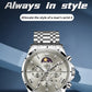 OLEVS 3653 Mens Watch Quartz Watch Multifunctional Chronograph Watch For Men 30M Waterproof Luminous Moon Phase Box Original