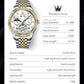 OLEVS 7016 Moon Phase Mens Watch Stainless Steel Diamond Bezel Hollowed Multifunctional Automatic Mechanical Wristwatch for Man