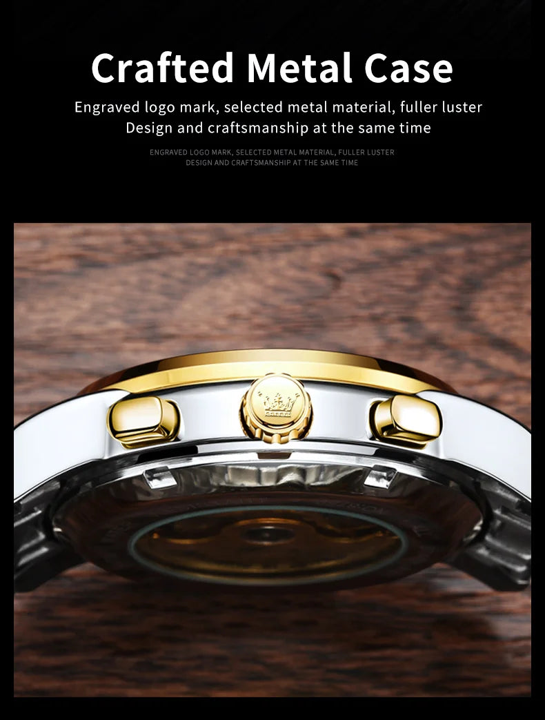 OELVS 6678 Men's Watches Luxury Original Automatic Mechanical Tourbillon Watch for Man Waterproof Luminous Date Week Moon Phase