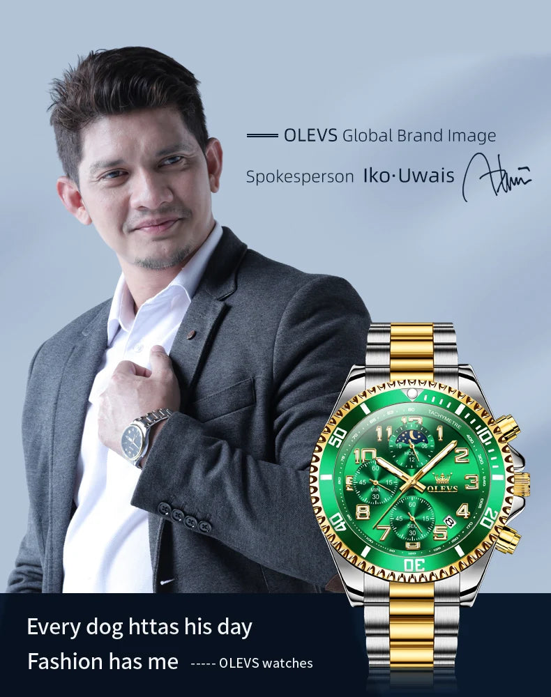 OLEVS  2926  Watches For Men New Fashion Brand Luxury Quartz Watch  Three Small Dial Stainless steel Waterproof   Chronograph