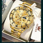 OLEVS 2870 Luxury Golden Watch for Men Fashion Business Waterproof Male Wristwatch Original Brand Moon Phase Quartz Men's Watch