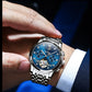 OELVS 6678 Men's Watches Luxury Original Automatic Mechanical Tourbillon Watch for Man Waterproof Luminous Date Week Moon Phase