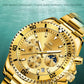 OLEVS 2870 Luxury Golden Watch for Men Fashion Business Waterproof Male Wristwatch Original Brand Moon Phase Quartz Men's Watch