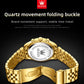 OLEVS Brand Luxury Original Men's Watches Waterproof Moon Phase Quartz Watch Luminous Gold Stainless Steel Strap Male Wristwatch