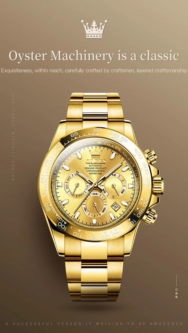OLEVS 6638 Men's Automatic Mechanical Watch Waterproof Luminous Stainless Steel Strap Men's Mechanical Watch Fashion Luxury