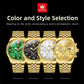 OLEVS Brand Luxury Original Men's Watches Waterproof Moon Phase Quartz Watch Luminous Gold Stainless Steel Strap Male Wristwatch
