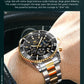 OLEVS Moon Phase Men's Watches Original Waterproof Luxury Quartz Watch Stainless Steel Chronograph Date Rota Dial Wristwatch