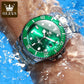 OLEVS Top Original Men Quartz Watch Green Waterproof Watch for Men Stainless Steel Quartz Men Luxury Watch Luminous Wristwatch