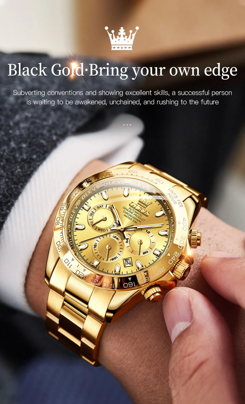 OLEVS 6638 Men's Automatic Mechanical Watch Waterproof Luminous Stainless Steel Strap Men's Mechanical Watch Fashion Luxury