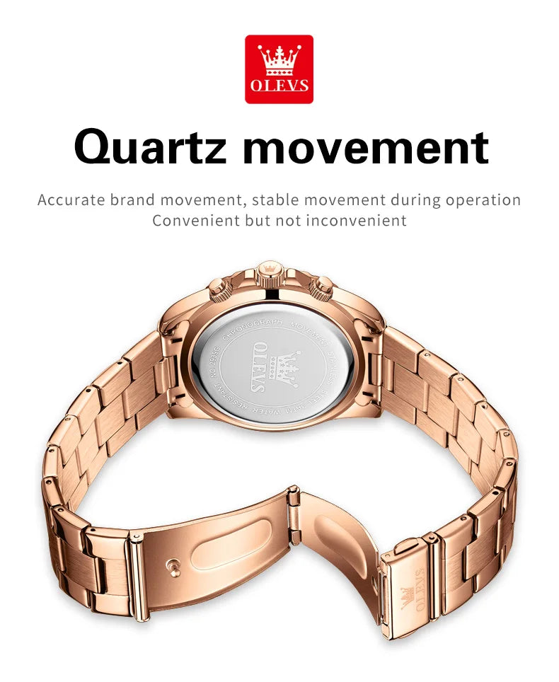 OLEVS Luxury Top Brand Quartz Men's Watch Multi function Stainless Steel Rainbow Gemstone Bezel Watch for Men reloj de hombre