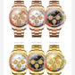 OLEVS Luxury Top Brand Quartz Men's Watch Multi function Stainless Steel Rainbow Gemstone Bezel Watch for Men reloj de hombre