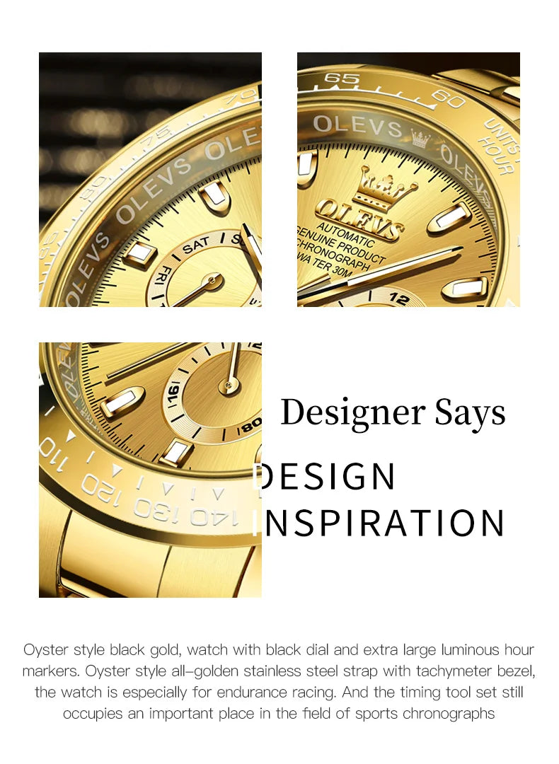 OLEVS 6638 Men's Automatic Mechanical Watch Waterproof Luminous Stainless Steel Strap Men's Mechanical Watch Fashion Luxury