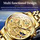 OLEVS Men's Watches Top Brand Luxury Original Waterproof Quartz Watch for Man Gold Skeleton Style 24 Hour Day Night New