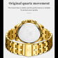 OLVES Luxury Men's Watches Golden Stainless Steel Man Watch Luminous Quartz Wrist Watch Automatic Movement Watches for Men Clock