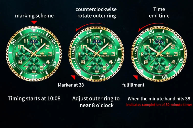 OLEVS  2926  Watches For Men New Fashion Brand Luxury Quartz Watch  Three Small Dial Stainless steel Waterproof   Chronograph