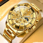 OLEVS 2870 Luxury Golden Watch for Men Fashion Business Waterproof Male Wristwatch Original Brand Moon Phase Quartz Men's Watch