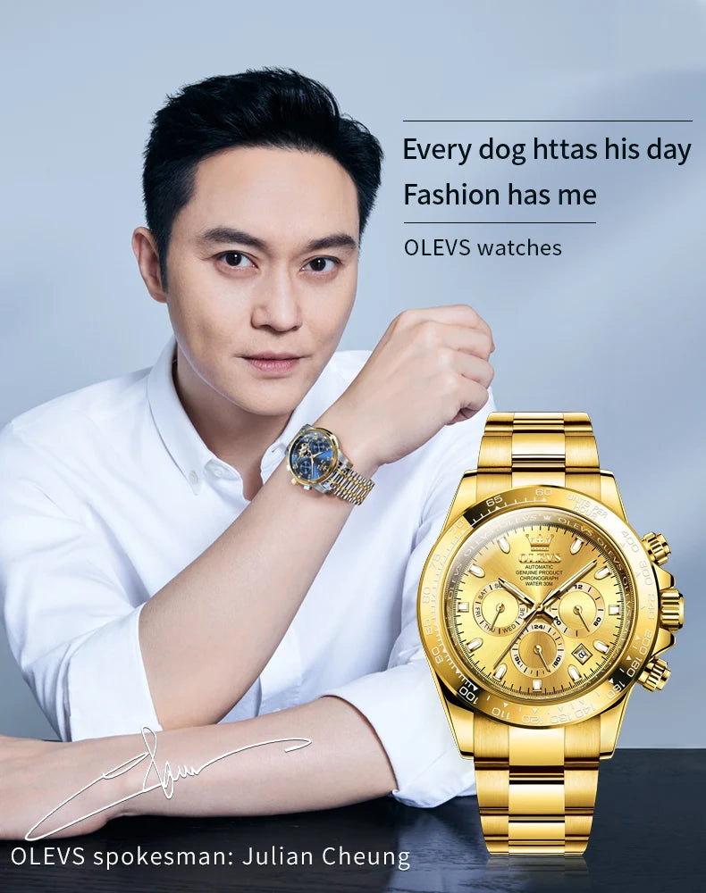 OLEVS 6638 Men's Automatic Mechanical Watch Waterproof Luminous Stainless Steel Strap Men's Mechanical Watch Fashion Luxury