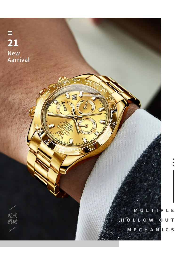 OLEVS 6638 Men's Automatic Mechanical Watch Waterproof Luminous Stainless Steel Strap Men's Mechanical Watch Fashion Luxury