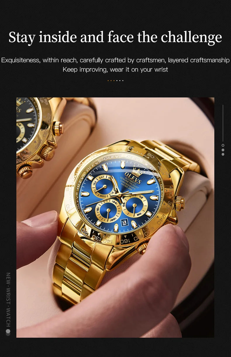 OLEVS 6638 Men's Automatic Mechanical Watch Waterproof Luminous Stainless Steel Strap Men's Mechanical Watch Fashion Luxury
