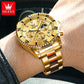 OLEVS 2870 Luxury Golden Watch for Men Fashion Business Waterproof Male Wristwatch Original Brand Moon Phase Quartz Men's Watch