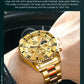 OLEVS 2870 Luxury Golden Watch for Men Fashion Business Waterproof Male Wristwatch Original Brand Moon Phase Quartz Men's Watch