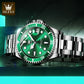 OLEVS Top Original Men Quartz Watch Green Waterproof Watch for Men Stainless Steel Quartz Men Luxury Watch Luminous Wristwatch