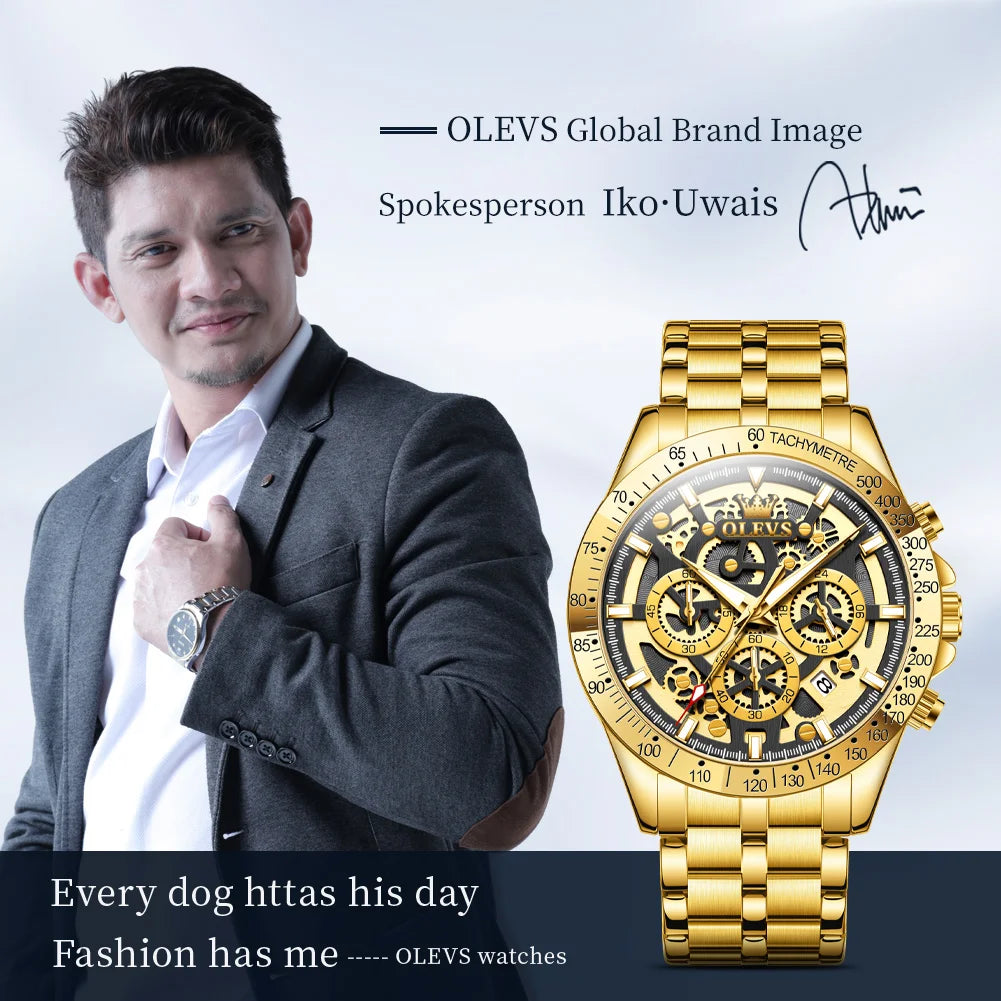 OLEVS 9913  Men's Watches Original Quartz Watches For Men Waterproof Luminous Chronograph Date 24 Hours Watches Luxury Men