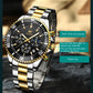 OLEVS Moon Phase Men's Watches Original Waterproof Luxury Quartz Watch Stainless Steel Chronograph Date Rota Dial Wristwatch